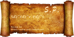 Sáfár Pál névjegykártya